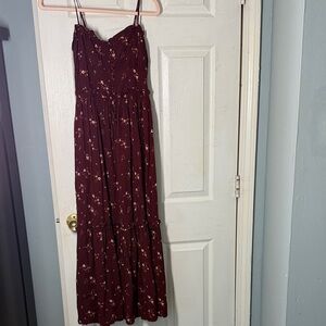 Liberty Love Maroon Floral Smocked Maxi Dress